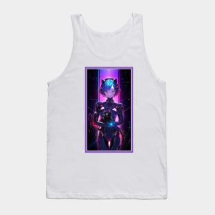 Anime Cute Cat Girl | Quality Anime Girl Artwork | Sci-Fi Manga Girl Anime Art Tank Top